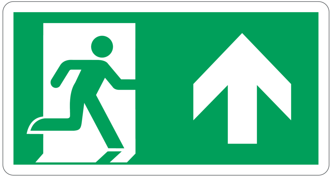 Cartello "Uscita di emergenza in alto" formato medio
