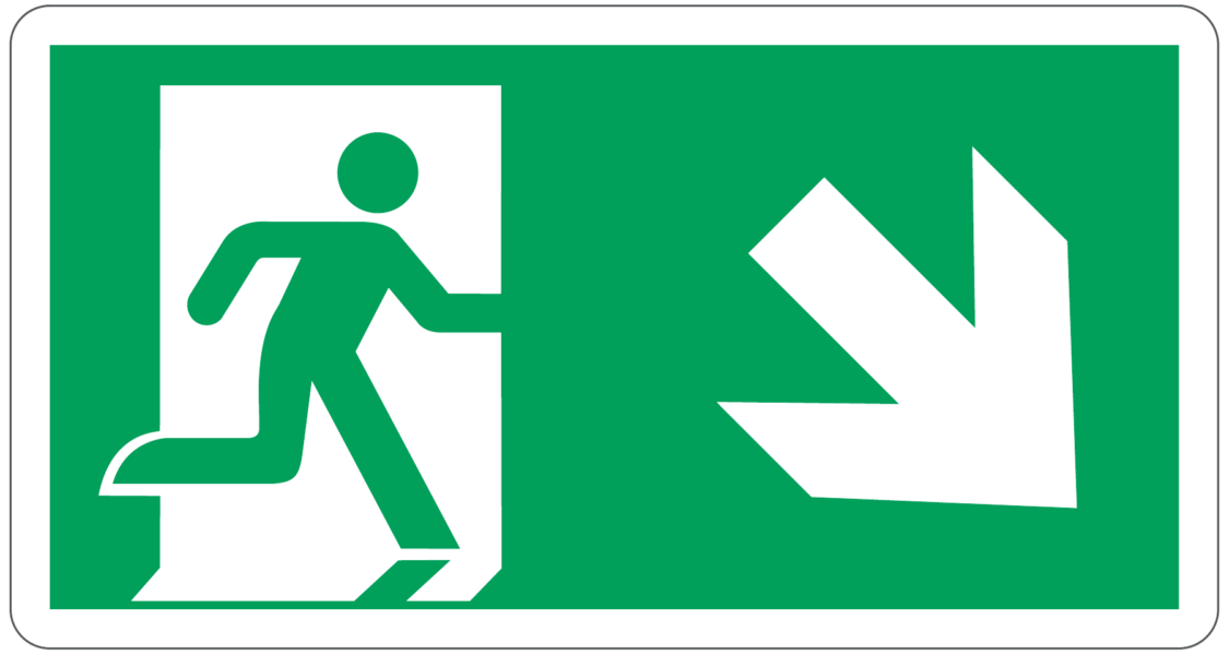 Cartello "Uscita di emergenza in basso" formato medio