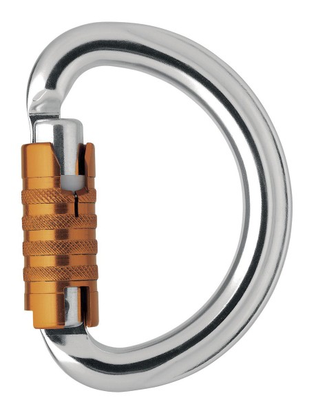 Moschettone semirotondo Petzl modello "OMNI" con ghiera di bloccaggio