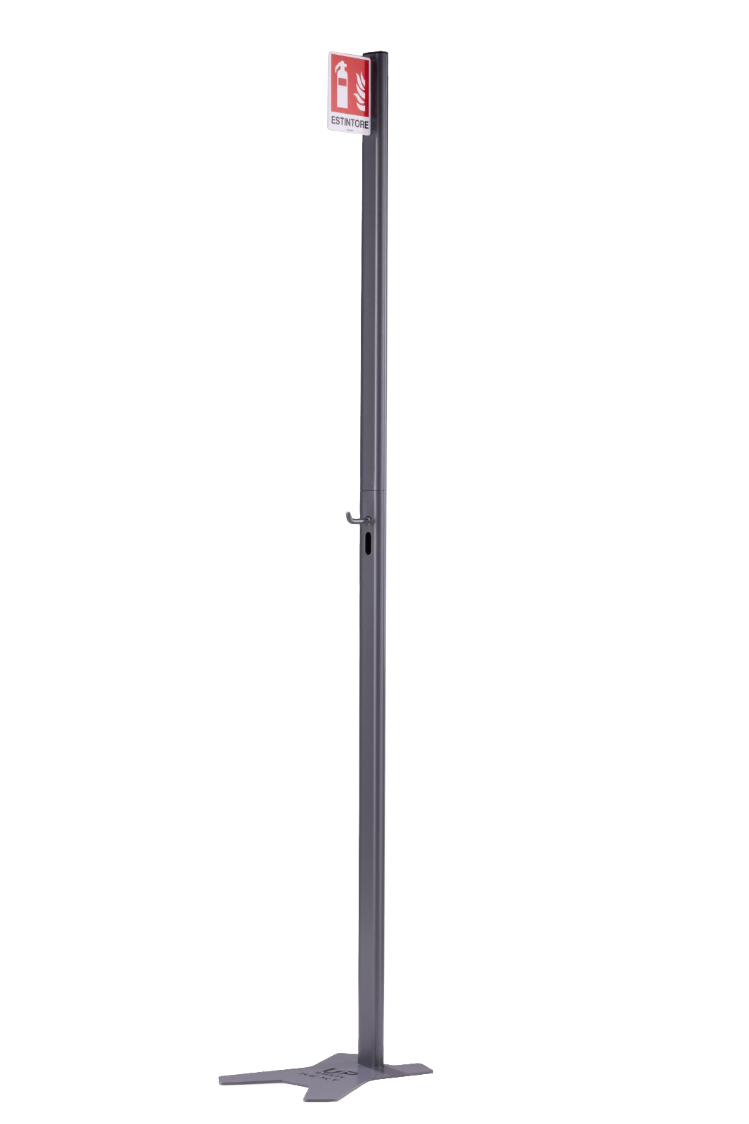 Piedistallo porta estintore UpSafety Next grigio con cartello estintore bifacciale visibilità 6 metri