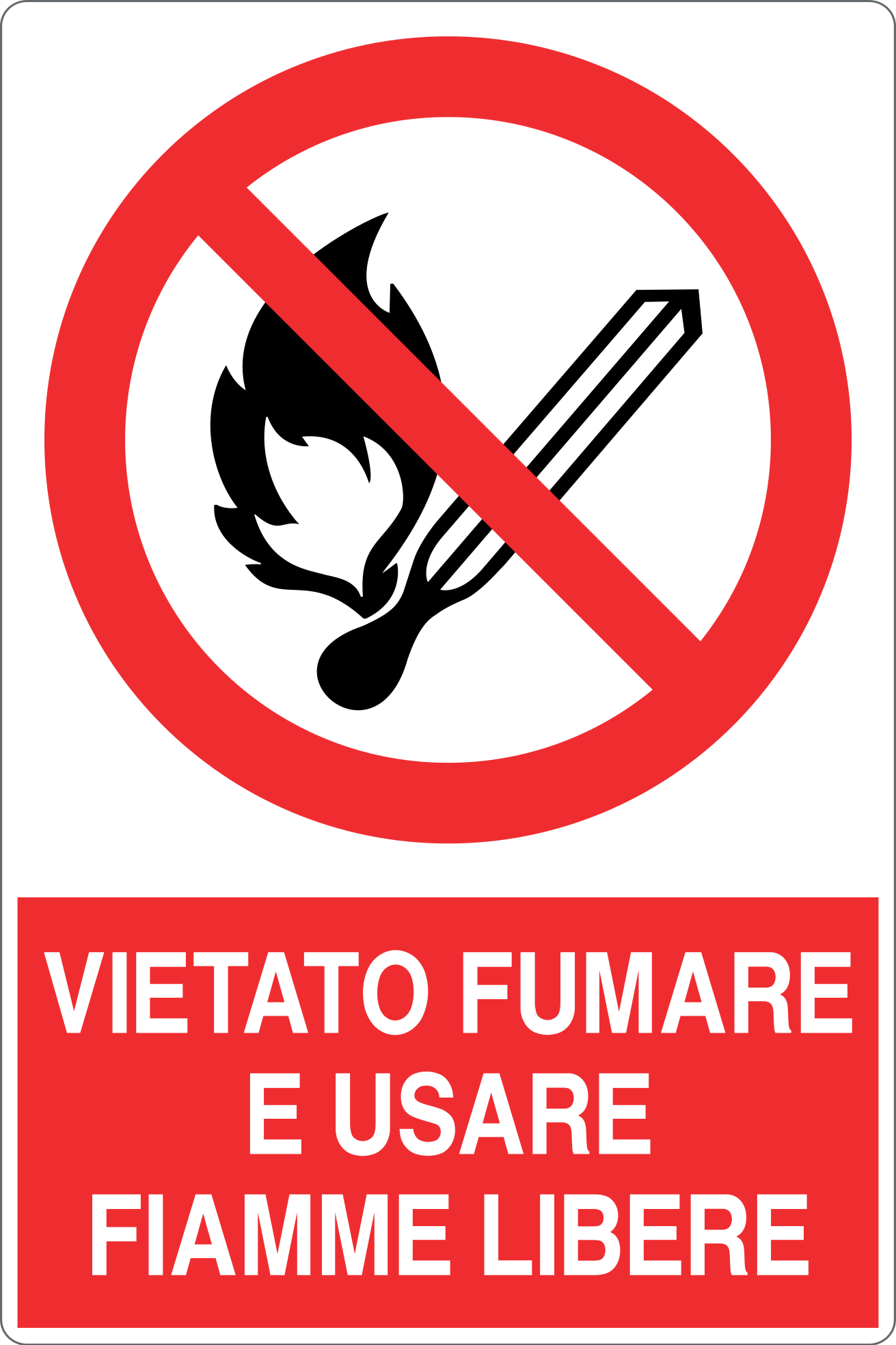 Cartello "Vietato Fumare e Usare Fiamme Libere" formato grande